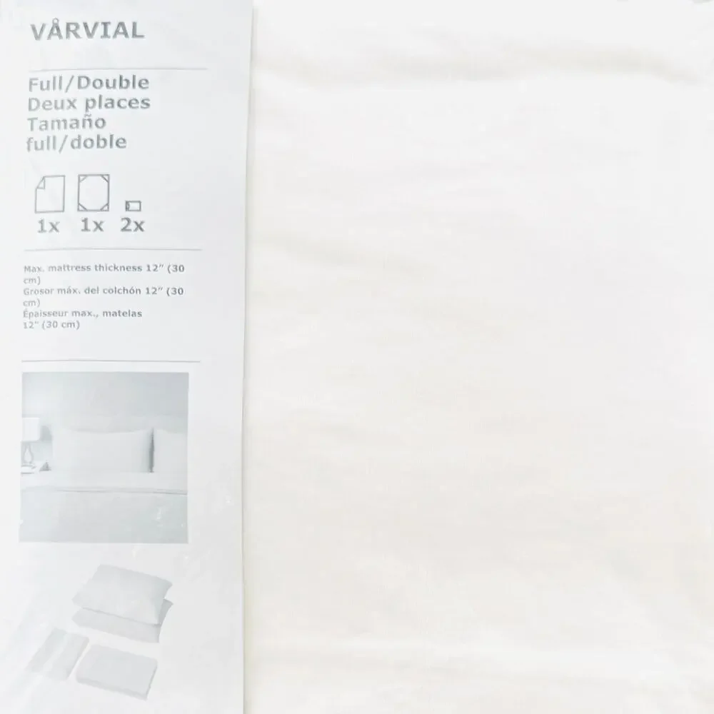 IKEA VARVIAL White Jersey Cotton Full/Double 4 Piece Sheet Set